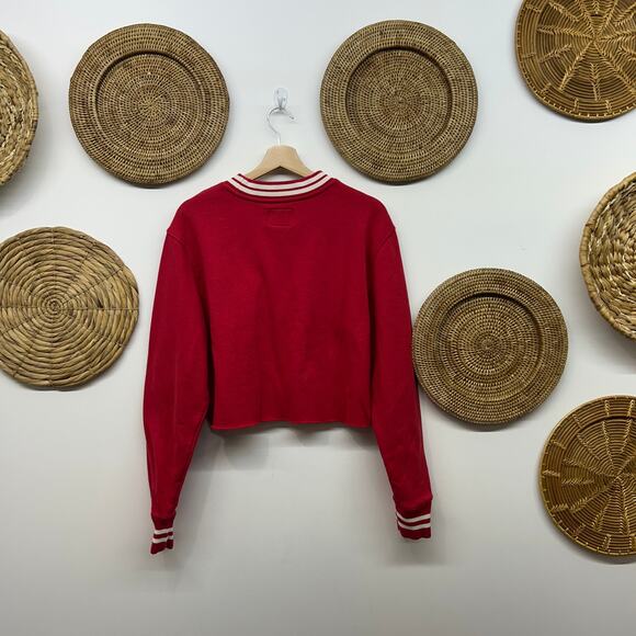 '47 San Francisco 49ers Crop Cropped Crew Neck Sweatshirt Small Red Football - Picture 3 of 6